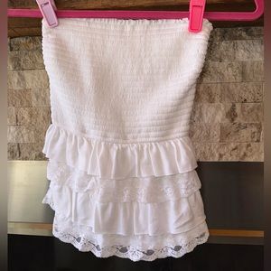 White Smocked Strapless Top